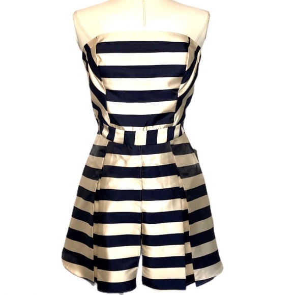 Adelyn Rae Pants - Adelyn Rae Ivory/Navy Stripe Romper Sz Lg